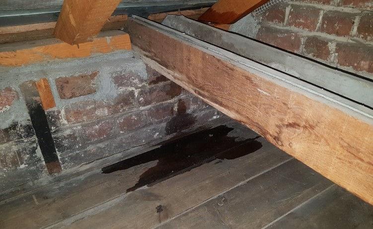 Bois combles imbibé d'eau